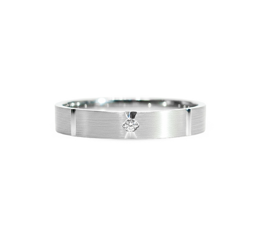 Ring set Z: Vertical lines with 3 eyes in white gold