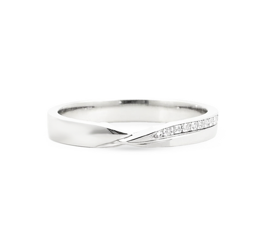 Ring set AC: sliding hills with pave in white gold