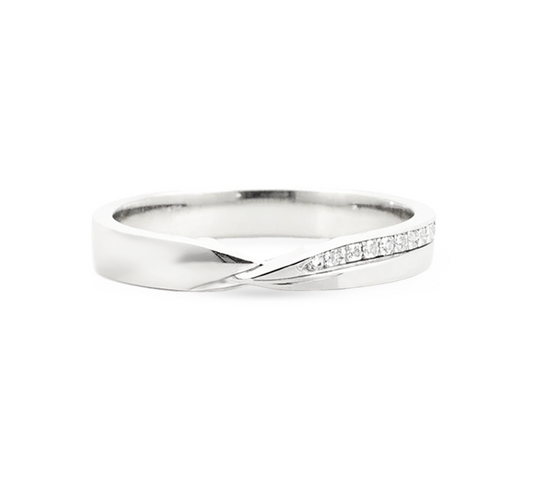 Ring set AC: sliding hills with pave in white gold