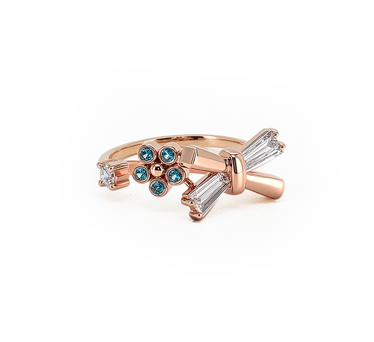 Bow series A with paraiba stone in rose gold