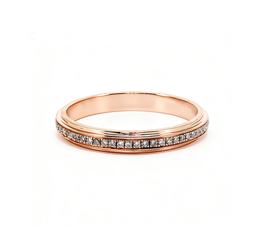 2 steps half pave ring in rose gold
