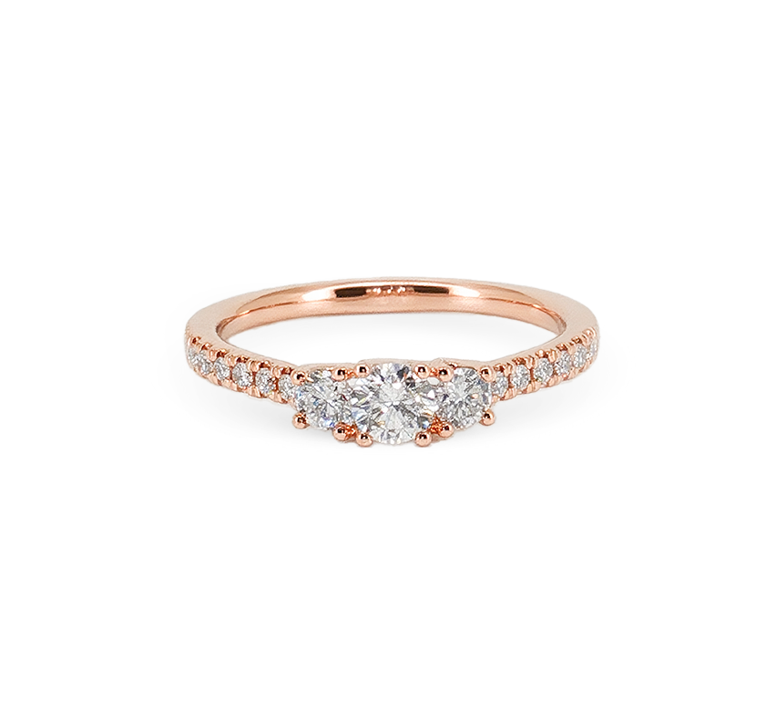 Trilogy with pave ring in rose gold
