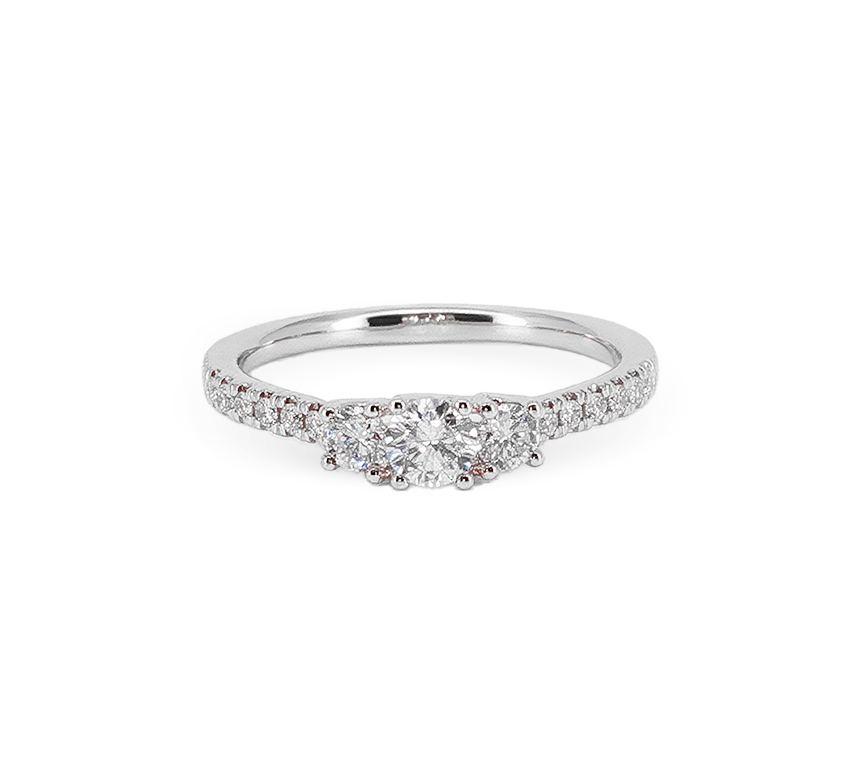 Trilogy with pave ring in white gold