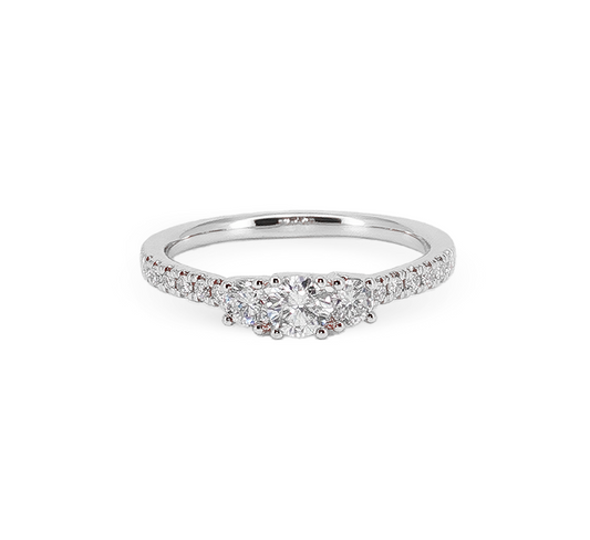 Trilogy with pave ring in white gold
