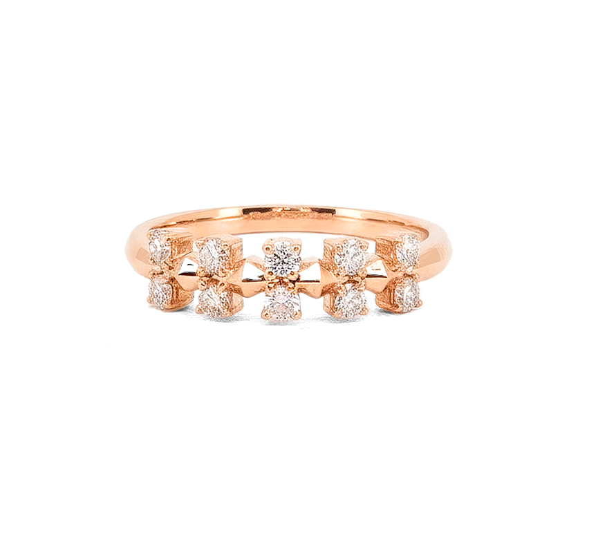 Vertical pave ring in rose gold