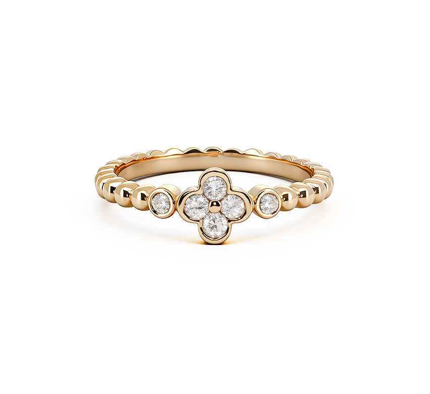 Flower ring A in yellow gold