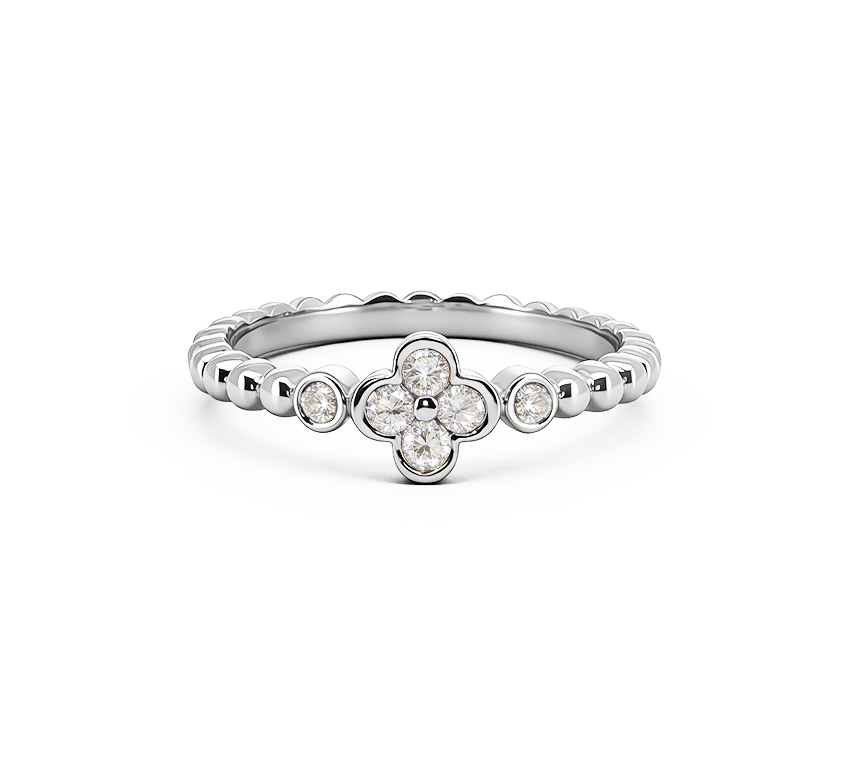 Flower ring A in white gold