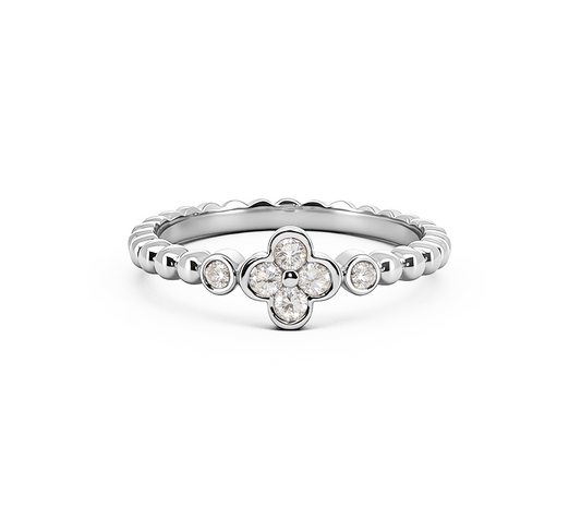 Flower ring A in white gold