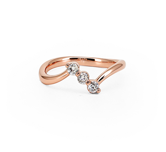Diagonal 3 stones pave in rose gold