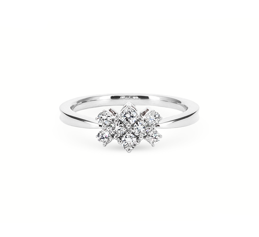 Mozaic ring A in white gold