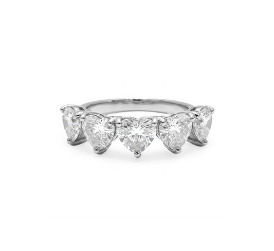 Heart half eternity 5mm in white gold