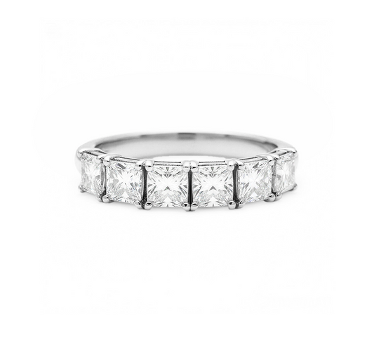 Princess half eternity 4mm in white gold