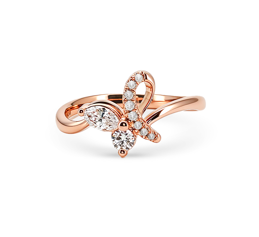 Butterfly ring B in rose gold