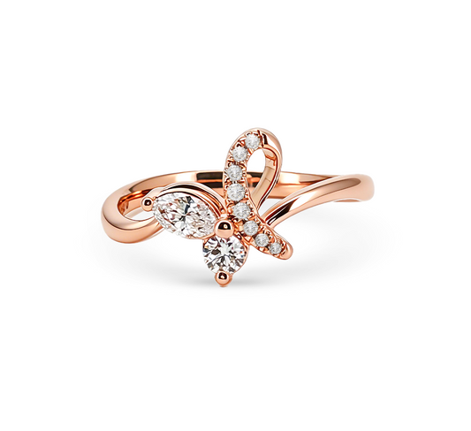 Butterfly ring B in rose gold