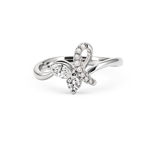 Butterfly ring B in white gold