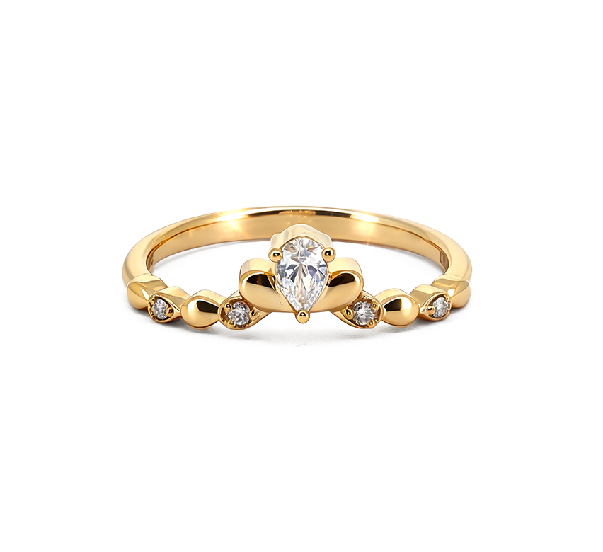Crown ring B in yellow gold