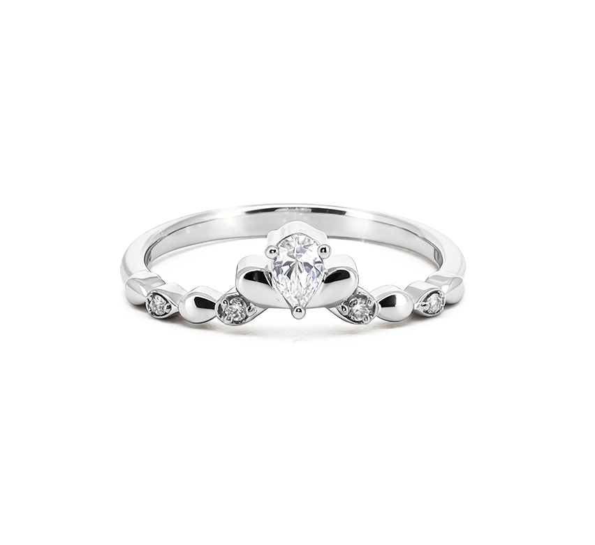 Crown ring B in white gold