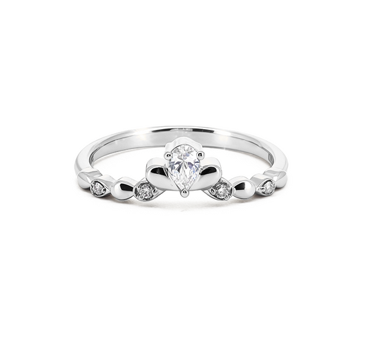 Crown ring B in white gold