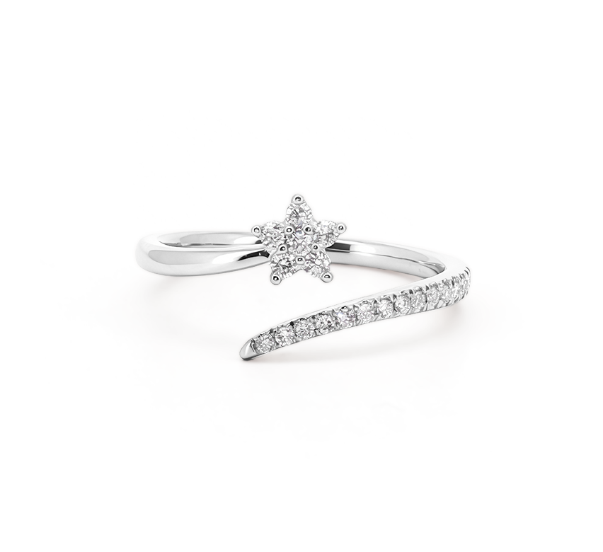 Flower series C in white gold