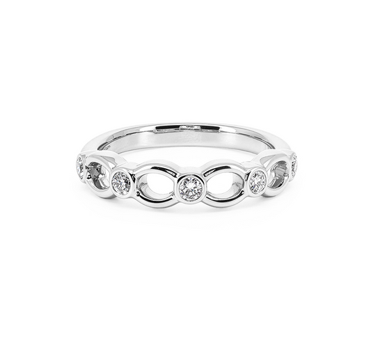 Spiral hollow ring in white gold