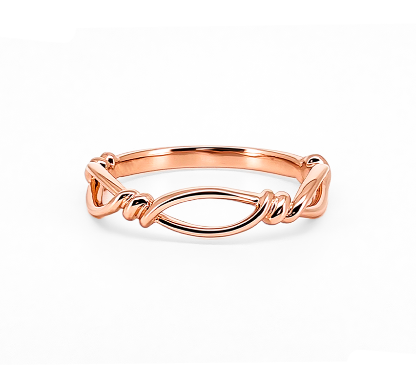 Knot plain B ring in rose gold