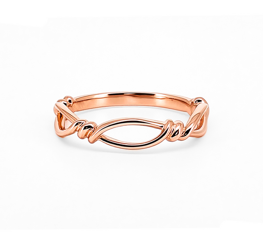 Knot plain B ring in rose gold