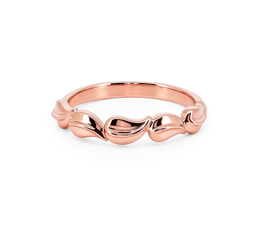 Leaf plain B ring in rose gold