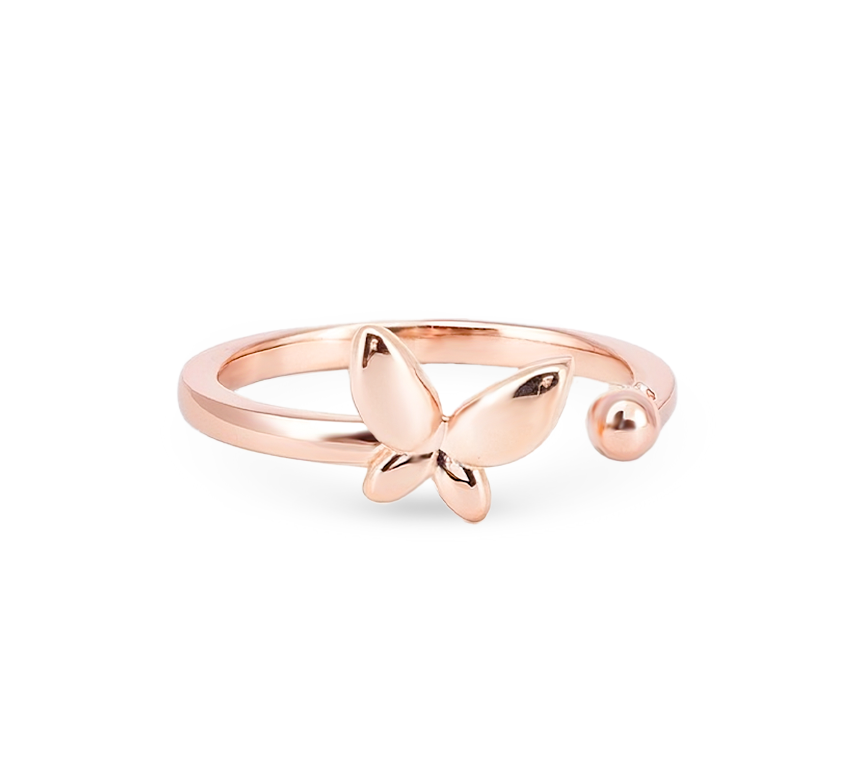Butterfly plain A ring in rose gold