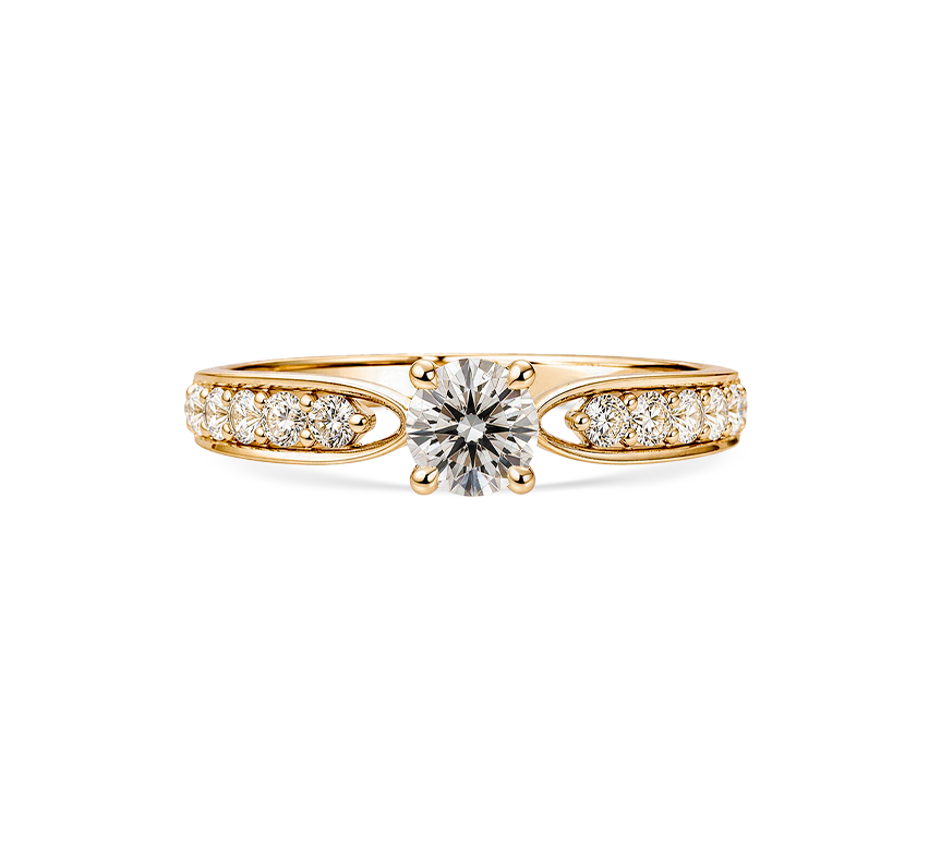 Pattern with diamonds D in yellow gold