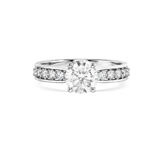 Vertical 3 stones pave in white gold