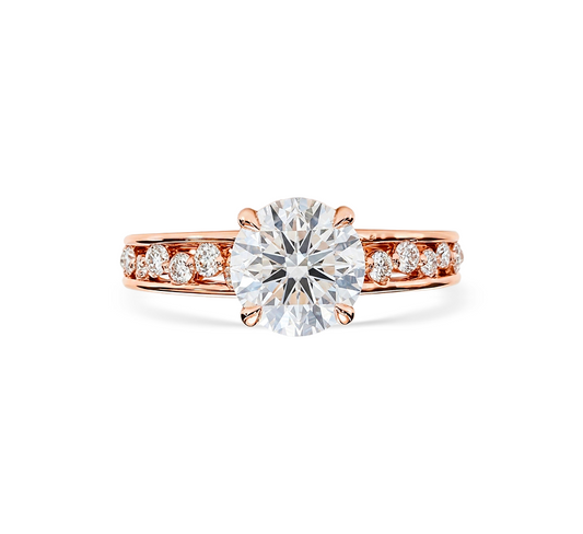Pattern with diamonds E in rose gold