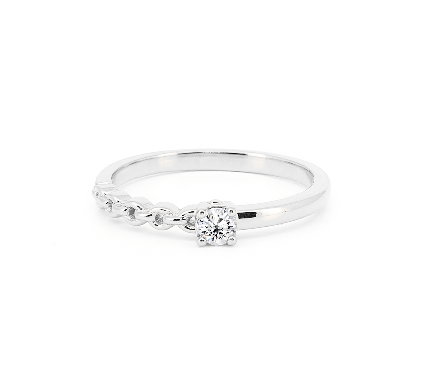 Pattern with diamonds F in white gold