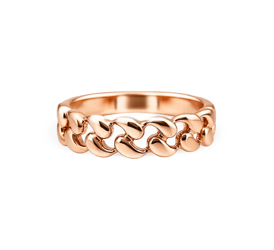 Pattern plain B ring in rose gold
