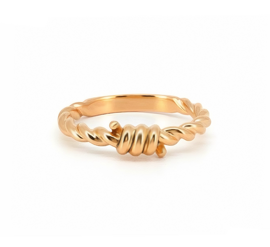 Knot plain D ring in rose gold