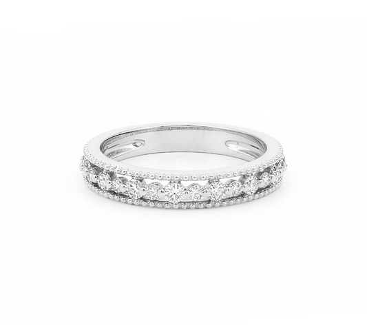 Pattern with diamonds G in white gold
