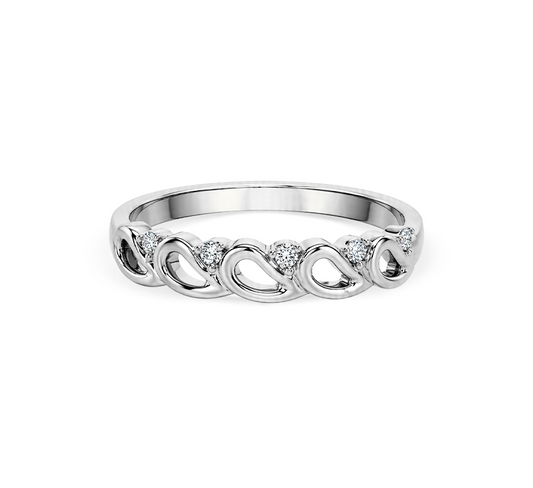 Pattern with diamonds I in white gold