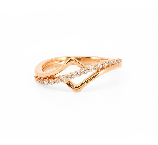 V pave ring B in rose gold