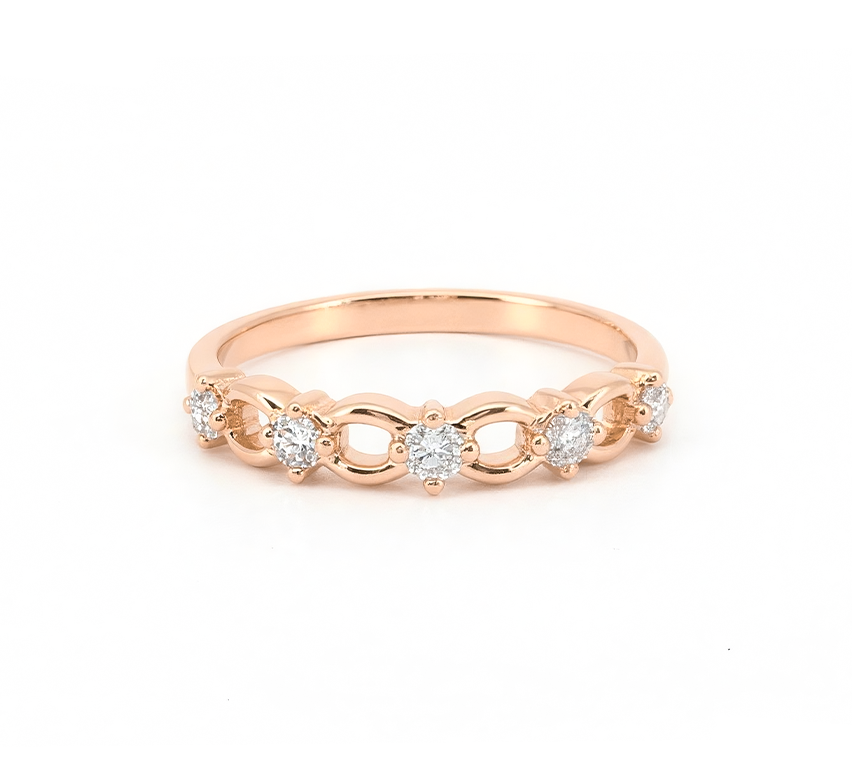 Pattern with diamonds J in rose gold