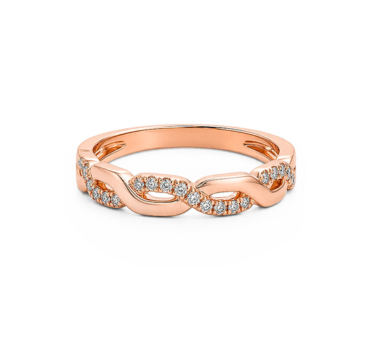 Pattern with diamonds K in rose gold