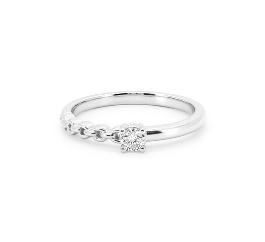 Pattern with diamonds M in white gold