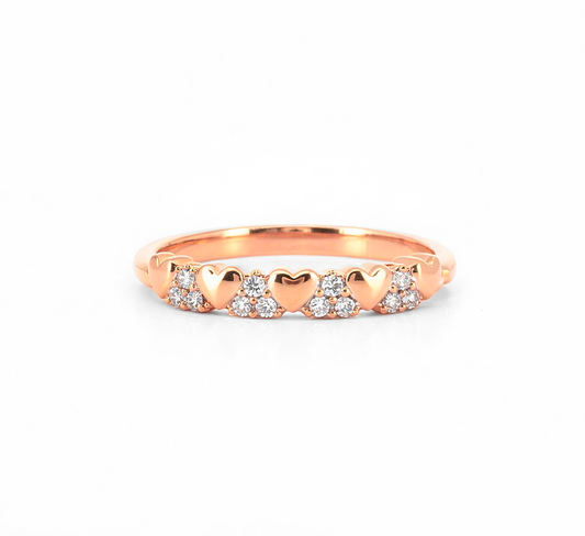 Pattern with diamonds N in rose gold