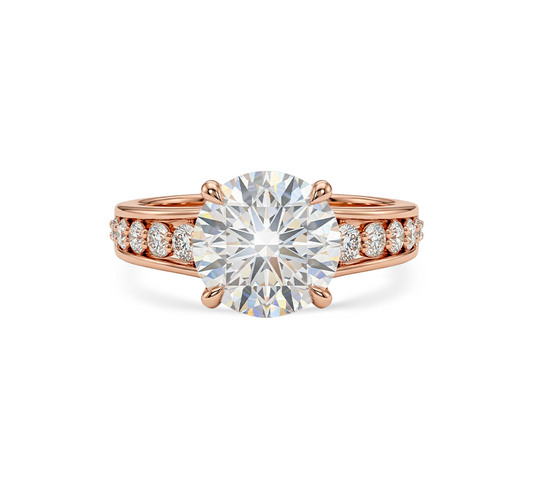 Pattern with diamonds R in rose gold