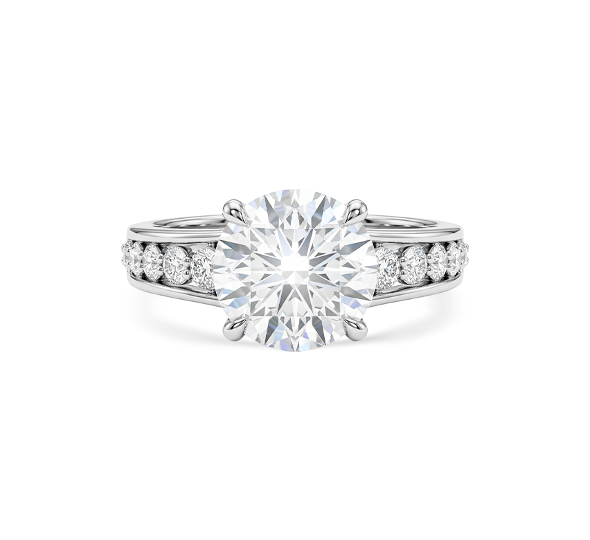 Pattern with diamonds R in white gold