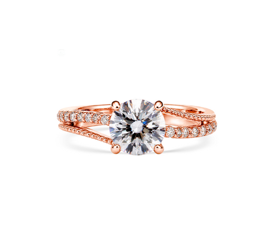 Pattern with diamonds S in rose gold