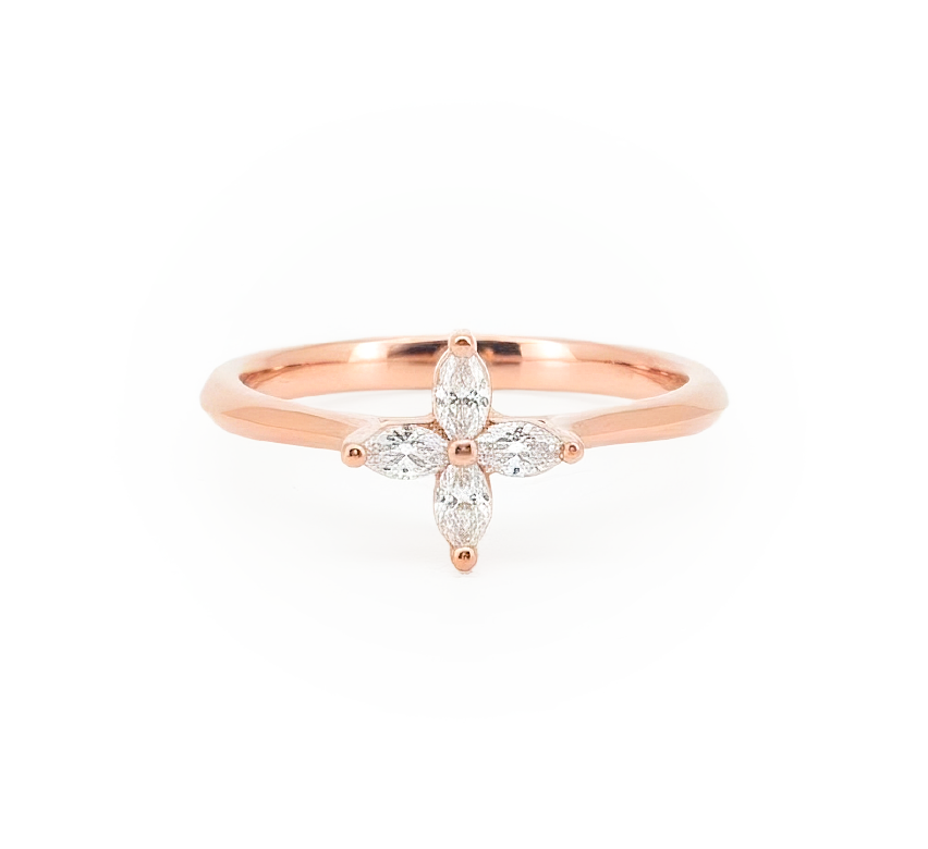 Flower ring B in rose gold