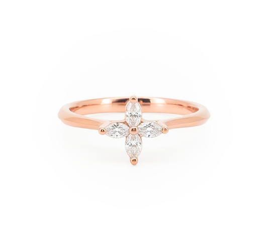 Flower ring B in rose gold