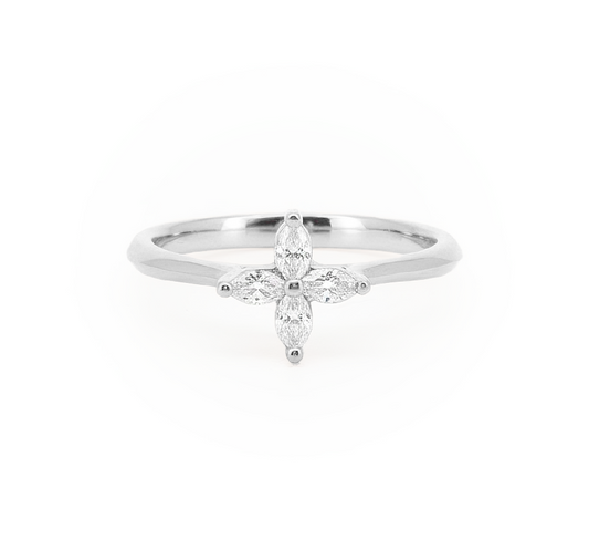 Flower ring B in white gold