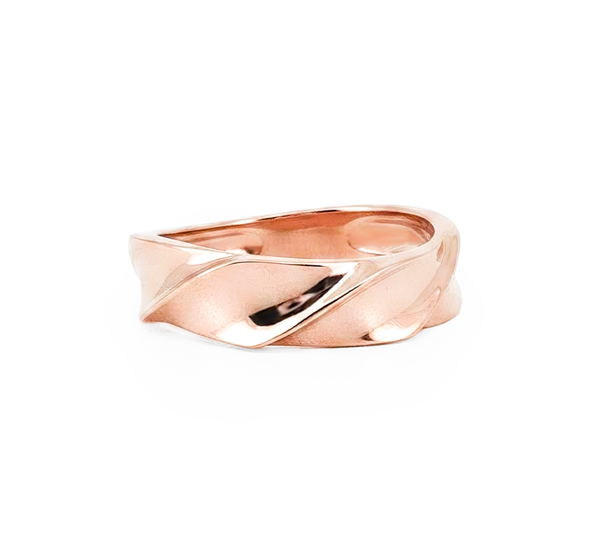 Pattern plain C ring in rose gold