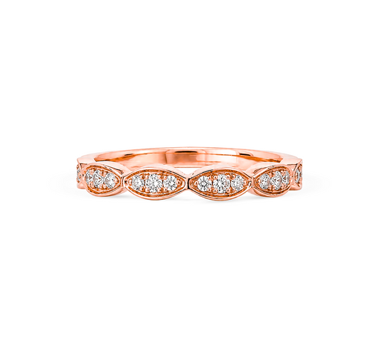 Pattern with diamonds V in rose gold