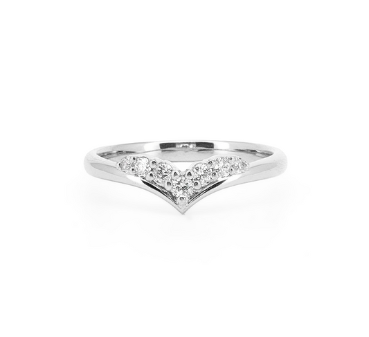 V pave ring D in white gold